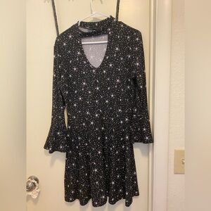 Derek Heart Black Starry Long Sleeve Dress